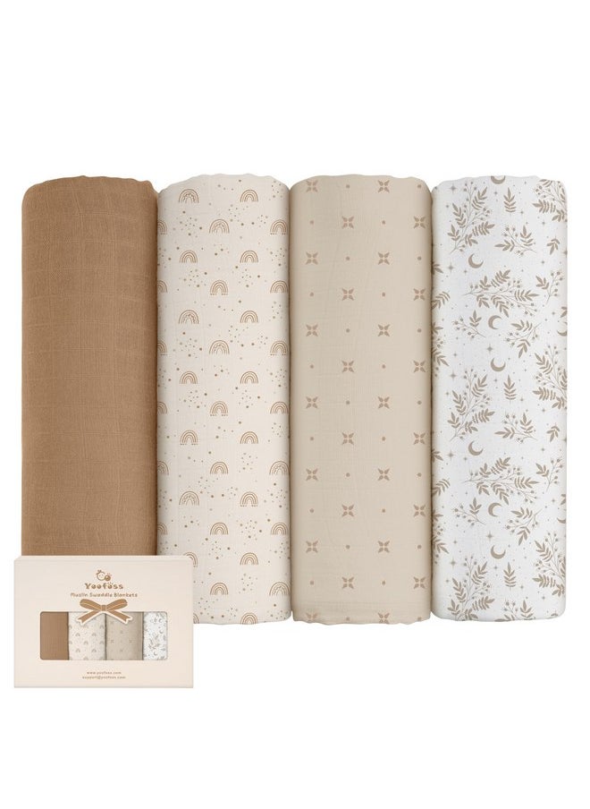 Yoofoss Muslin Swaddle Blankets, 4-Pack Receiving Blankets for Baby Boys and Girls, 47 x 47 Inches Baby Blankets Neutral Swaddle Wrap 70% Rayon from Bamboo and 30% Cotton - pzsku/Z989BBB1C82976C9C71A6Z/45/_/1737031225/a39fbd74-d29d-4dfb-bb7f-c53794966d06