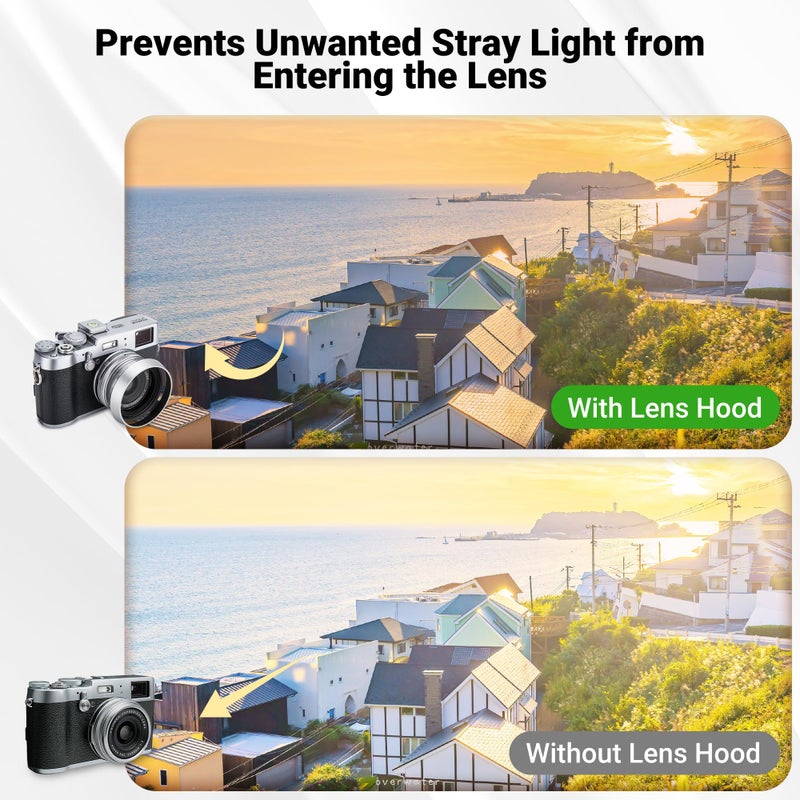 JJC Lens Hood for Fujifilm Fuji X100 X100VI X100V X100F X100S X100T X70 Cameras with 49mm Adapter Ring Replaces Fujifilm LH-X100 Lens Shade and AR-X100 Adapter Ring-Silver - Image 5