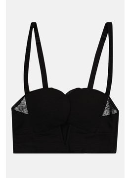 UNDIZ Women Textured Padded Bra, Black  - Image 1