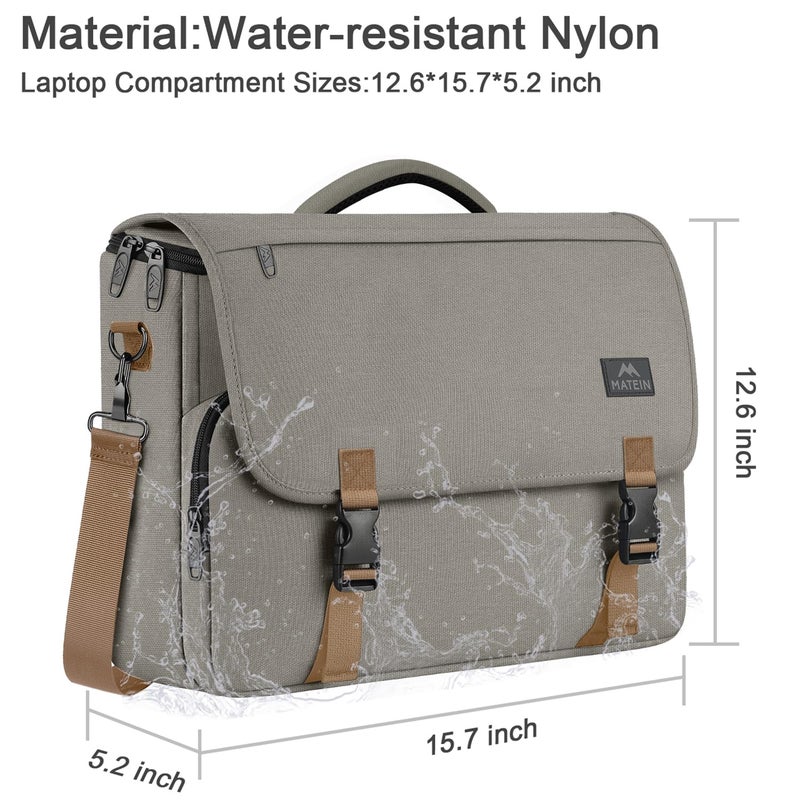 MATEIN Messenger Bag for Men, Briefcases Lightweight Men's Laptop Bag 15.6 inch Water Resistant Crossbody Satchel Computer Work Office Case with Shoulder Strap, Brown - Image 5