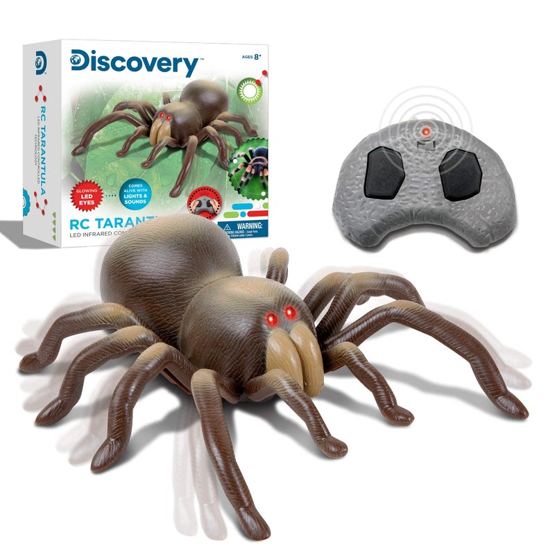 Discoveryâ„¢ RC Tarantula Spider â€“ Remote Control Toy Spider with Realistic Movement, Red LED Eyes & Wriggling Legs | Prank Gift for Boys Girls & Bug Lovers| Fun Electronic Animal Toy for Kids Ages 8+ - Image 1