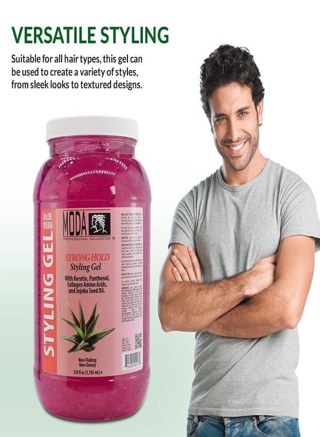 MODA - Strong Hold Styling Hair Gel - Nourishes and Repairs with Glycerin, Keratin, Panthenol, Collagen, and Vitamin E - Maximum Hold, Long-Lasting for All Hair Types - 128 Oz - Image 3