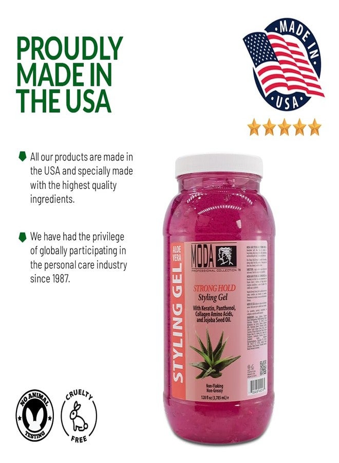 MODA - Strong Hold Styling Hair Gel - Nourishes and Repairs with Glycerin, Keratin, Panthenol, Collagen, and Vitamin E - Maximum Hold, Long-Lasting for All Hair Types - 128 Oz - Image 4