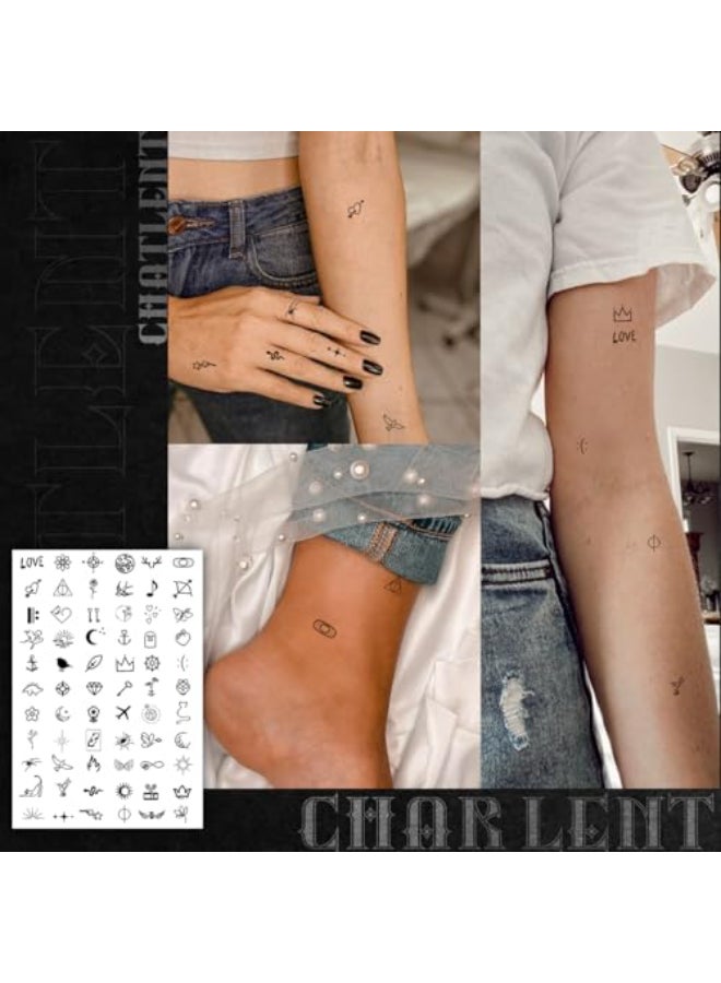 CHARLENT 594 Pcs Tiny Small Temporary Tattoos for Women Men Finger Hands Mini Fake Tattoos for Adult Finger Neck Body - Image 3