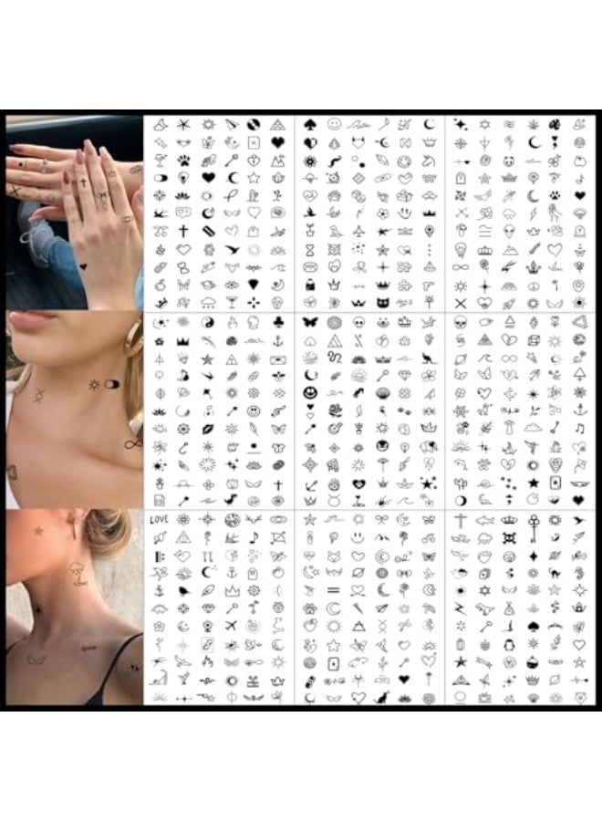 CHARLENT 594 Pcs Tiny Small Temporary Tattoos for Women Men Finger Hands Mini Fake Tattoos for Adult Finger Neck Body - Image 1