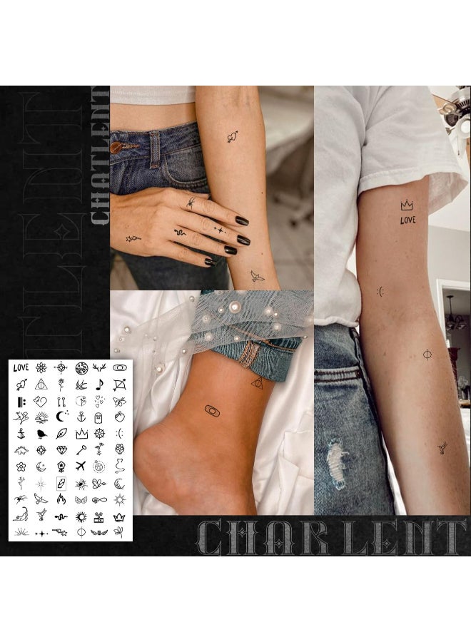 CHARLENT 594 Pcs Tiny Small Temporary Tattoos for Women Men Finger Hands Mini Fake Tattoos for Adult Finger Neck Body - Image 4
