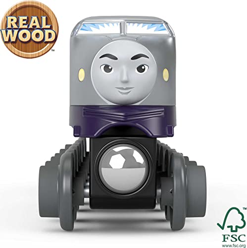 THOMAS & FRIENDS قطار توماس وأصدقائه الخشبي، محرك كينجي وعربة الفحم، قطار يدفعه الأطفال مصنوع من الخشب المستدام للأطفال من عمر 2 سنة وما فوق (حصري على أمازون) - Image 3
