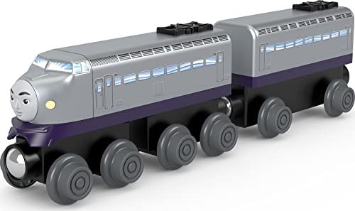 THOMAS & FRIENDS قطار توماس وأصدقائه الخشبي، محرك كينجي وعربة الفحم، قطار يدفعه الأطفال مصنوع من الخشب المستدام للأطفال من عمر 2 سنة وما فوق (حصري على أمازون) - Image 5