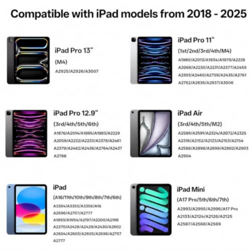 iPad Stylus Pencil 2018-2026 للفن الرقمي وتدوين الملاحظات، هيكل من سبائك الألومنيوم، لمسة نهائية سوداء غير لامعة، ملحق مغناطيسي، شحن سريع، دعم الإمالة، رفض راحة اليد، طرف قابل للاستبدال - Image 2