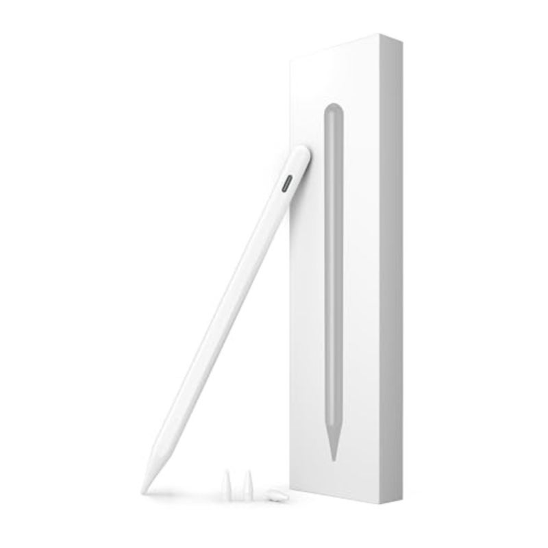 iPad Stylus Pencil 2018-2026 للفن الرقمي وتدوين الملاحظات، هيكل من سبائك الألومنيوم، لمسة نهائية سوداء غير لامعة، ملحق مغناطيسي، شحن سريع، دعم الإمالة، رفض راحة اليد، طرف قابل للاستبدال - Image 1