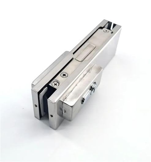 MHS MHS Heavy Duty Stainless Steel Lock for Glass Door Thickness 10 mm to 12 mm Having 3 Ultra Keys Out Side Knob Inside with Screws Satin Finish Pack of 1 Set Glass to Floor Silver  - Image 4