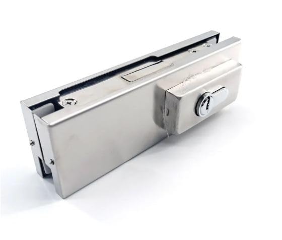 MHS MHS Heavy Duty Stainless Steel Lock for Glass Door Thickness 10 mm to 12 mm Having 3 Ultra Keys Out Side Knob Inside with Screws Satin Finish Pack of 1 Set Glass to Floor Silver  - Image 3