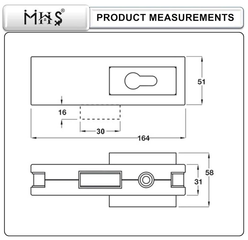 MHS MHS Heavy Duty Stainless Steel Lock for Glass Door Thickness 10 mm to 12 mm Having 3 Ultra Keys Out Side Knob Inside with Screws Satin Finish Pack of 1 Set Glass to Floor Silver  - Image 5