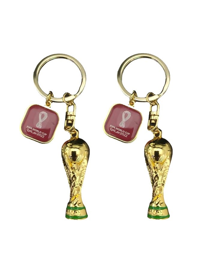 Football World Cup 2025 Gold Trophy Keychain Soccer Accessory Souvenir Keyholder Gift for Car Key Chain, 2 Pieces - Image 1