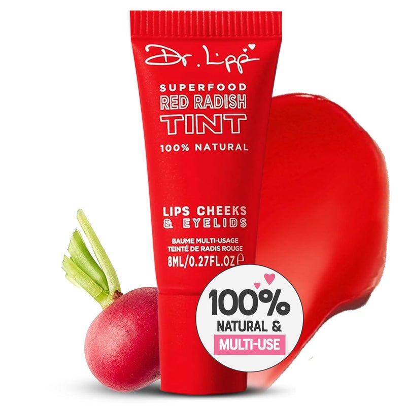 Dr. Lipp Superfood Lip Tint Red Redish 8ml â€“ 4-in-ONE Ultra Moisturising Tinted Lip Balm, Lip Gloss, Cheek Blush & Glossy Eyeshadow â€“ 100% Natural â€“ Fragrance & Cruelty Free - Image 1