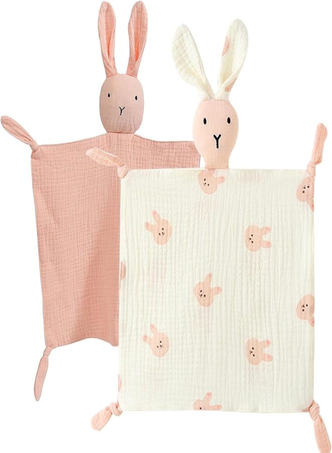 Pure cotton gauze soothing towel baby sleeping doll bunny soothing handkerchief (girls' rabbit shape) - Image 1