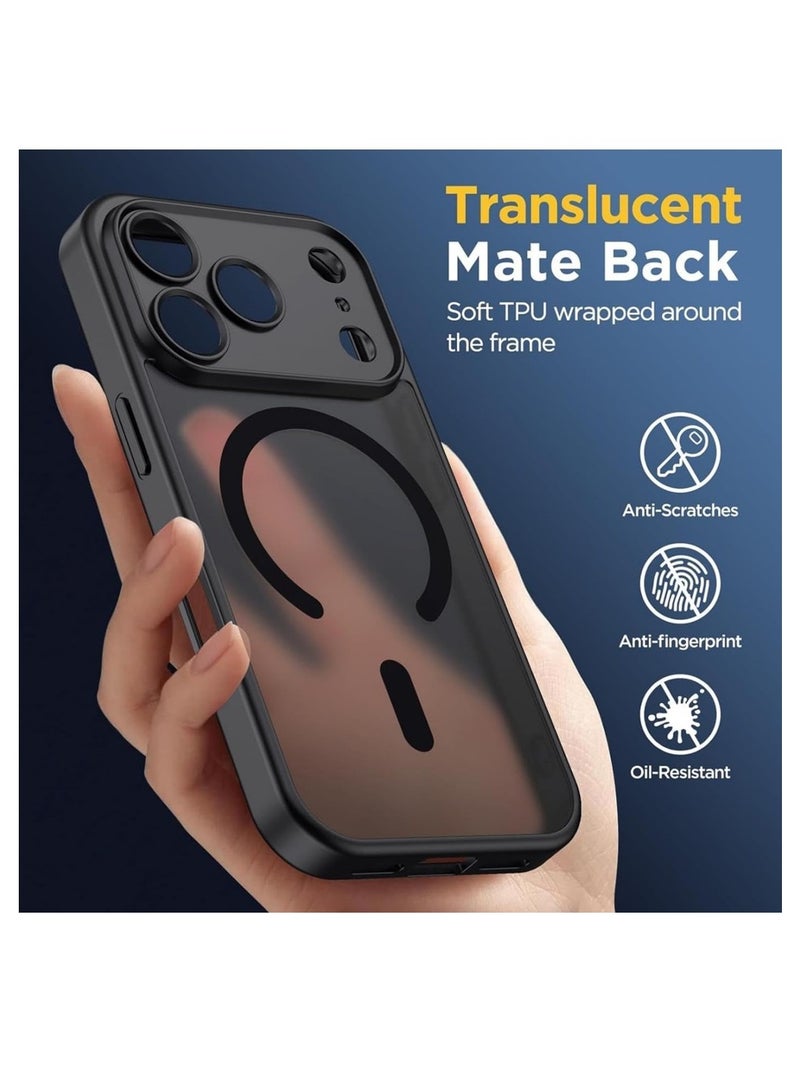 Reema iPhone 17 Pro Case Compatible with MagSafe & Magnetic Car Mount, Premium N52 Translucent Frosted Matte Black Phone 17 Pro Cover, Anti-Fingerprint Anti-Sweat Shockproof Slim Case for Apple iPhone 17 Pro 6.3 inch - Image 3