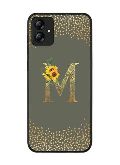 Rugged Black edge case for Samsung Galaxy A04 Slim fit Soft Case Flexible Rubber Edges Anti Drop TPU Gel Thin Cover - Custom Monogram Initial Letter Floral Pattern Alphabet - M (Olive Green )