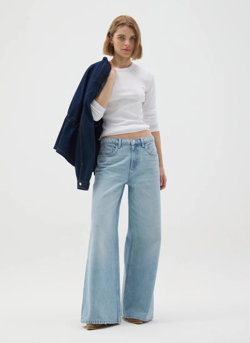 او في اس WHITE PURE COTTON T-SHIRT REGULAR FIT