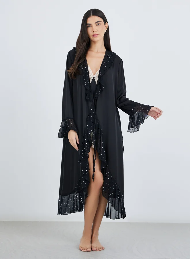 ستايلي Styli Embellished Ruffled Detail Midi Robe