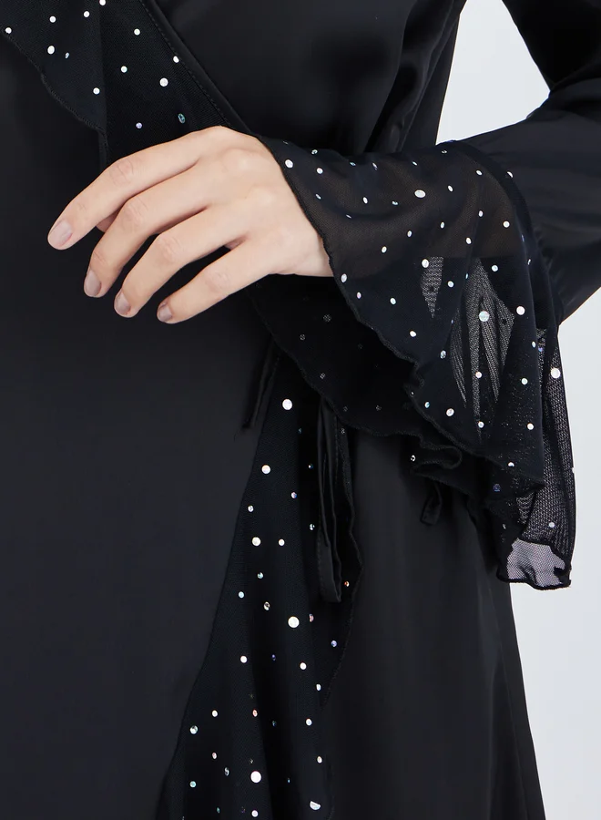 Styli Styli Embellished Ruffled Detail Midi Robe