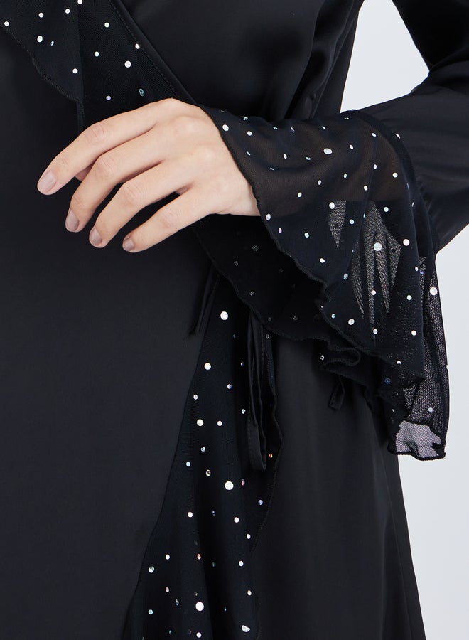 Styli Embellished Ruffled Detail Midi Robe - Image 4