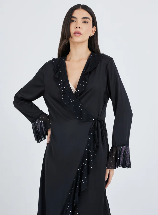Styli Styli Embellished Ruffled Detail Midi Robe