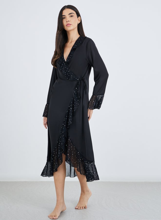 Styli Embellished Ruffled Detail Midi Robe - Image 2