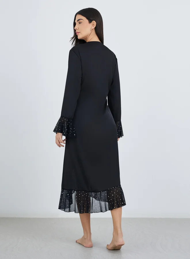 Styli Styli Embellished Ruffled Detail Midi Robe