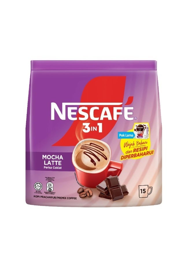 Nescafe 3  in 1 Mocha Latte Coffee Pouch 25ggrams Pack of 15 - Image 1