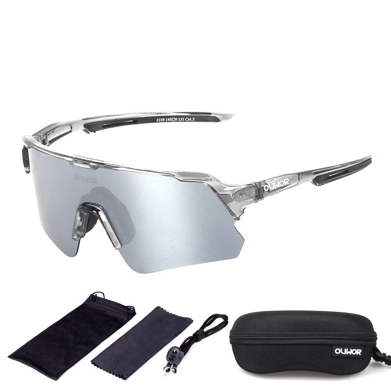 OUWOR Polarized Cycling Glasses for Men Women Youth, UV400 Mountain Bike Sunglasses for Bicycle Mtb Running Fishing Baseball Hiking (Translucent & Gray) - Image 1