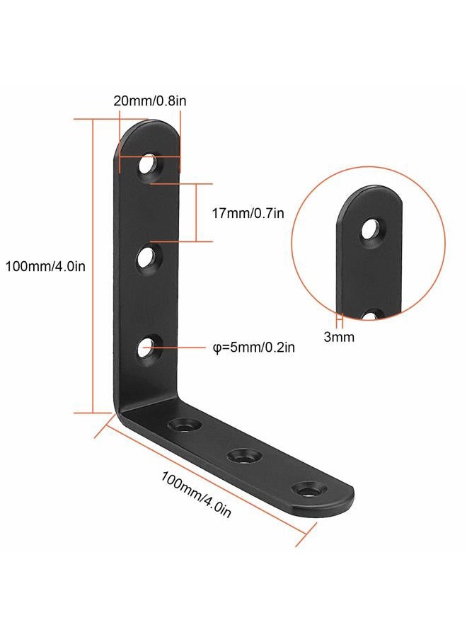 LISHINE 16 PCS Black L Brackets for Wood, 4" x 4" Corner Bracket Heavy Duty L Corner Brace Metal Right Angle Brackets for Shelves, Furniture, Bedframe, Cabinet, Drawer, Chair, Thickness 3MM - Image 2