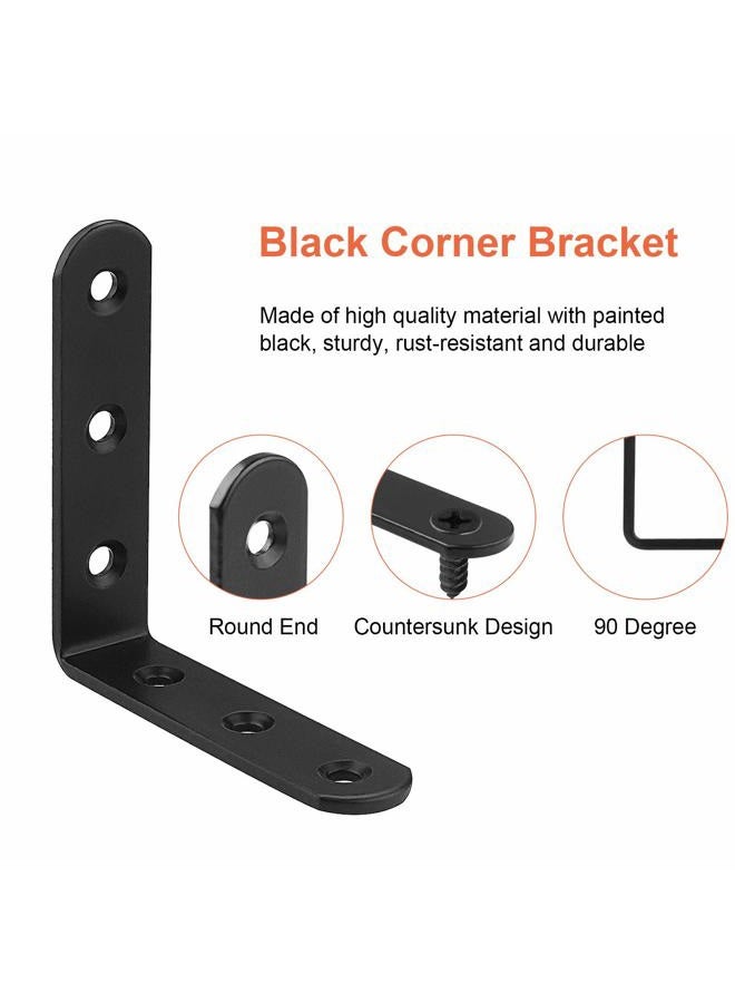 LISHINE 16 PCS Black L Brackets for Wood, 4" x 4" Corner Bracket Heavy Duty L Corner Brace Metal Right Angle Brackets for Shelves, Furniture, Bedframe, Cabinet, Drawer, Chair, Thickness 3MM - Image 3