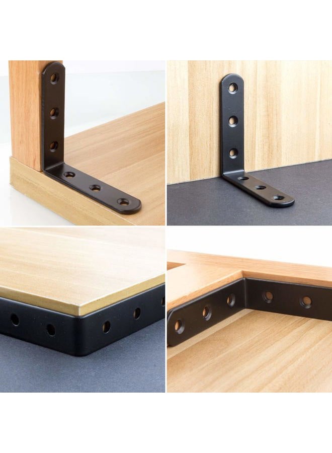 LISHINE 16 PCS Black L Brackets for Wood, 4" x 4" Corner Bracket Heavy Duty L Corner Brace Metal Right Angle Brackets for Shelves, Furniture, Bedframe, Cabinet, Drawer, Chair, Thickness 3MM - Image 5