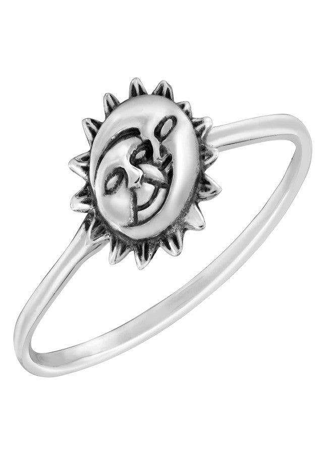 ايرافيدا خاتم إيرافيدا سيليستيال إمبريس من الفضة الإسترليني عيار 925 بتصميم الشمس والقمر (7) | خاتم فضي رائع بتصميم الشمس والقمر للنساء | خاتم بسيط بتصميم سماوي إلهي، هدية مثالية للذكرى السنوية - Image 1