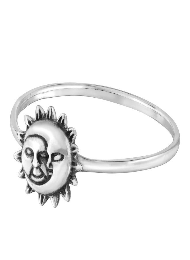 ايرافيدا خاتم إيرافيدا سيليستيال إمبريس من الفضة الإسترليني عيار 925 بتصميم الشمس والقمر (7) | خاتم فضي رائع بتصميم الشمس والقمر للنساء | خاتم بسيط بتصميم سماوي إلهي، هدية مثالية للذكرى السنوية - Image 2