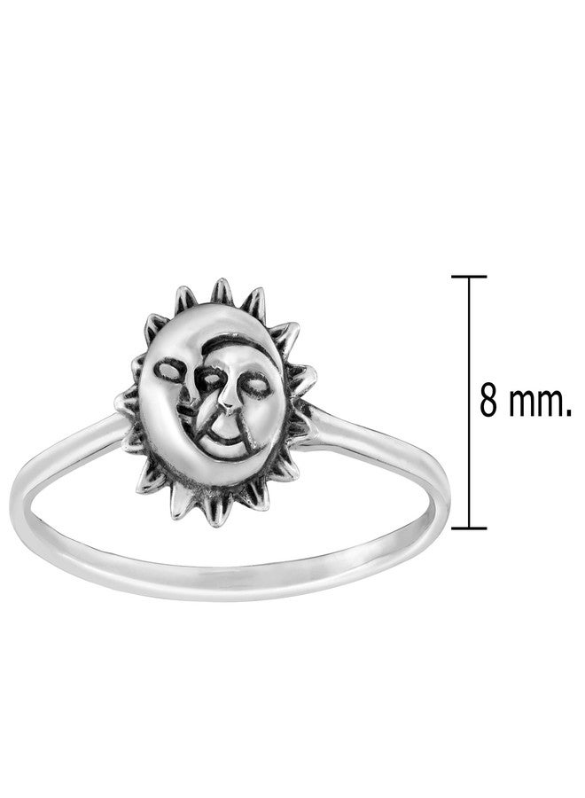 ايرافيدا خاتم إيرافيدا سيليستيال إمبريس من الفضة الإسترليني عيار 925 بتصميم الشمس والقمر (7) | خاتم فضي رائع بتصميم الشمس والقمر للنساء | خاتم بسيط بتصميم سماوي إلهي، هدية مثالية للذكرى السنوية - Image 4