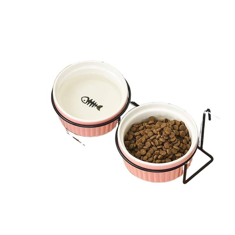 Feeding and Water Floor Mat Use Pet Bowl Double with Anti Tip Base Easy Clean Design Home Feeding Accessory for Cats and Dogs - Image 2
