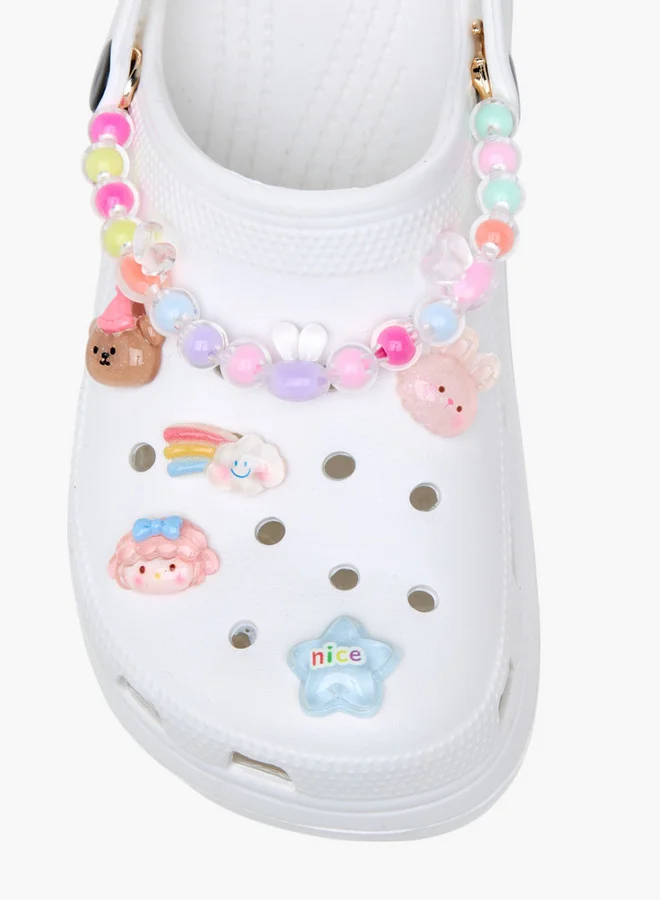 Aqua Applique Detail Clogs with Backstrap