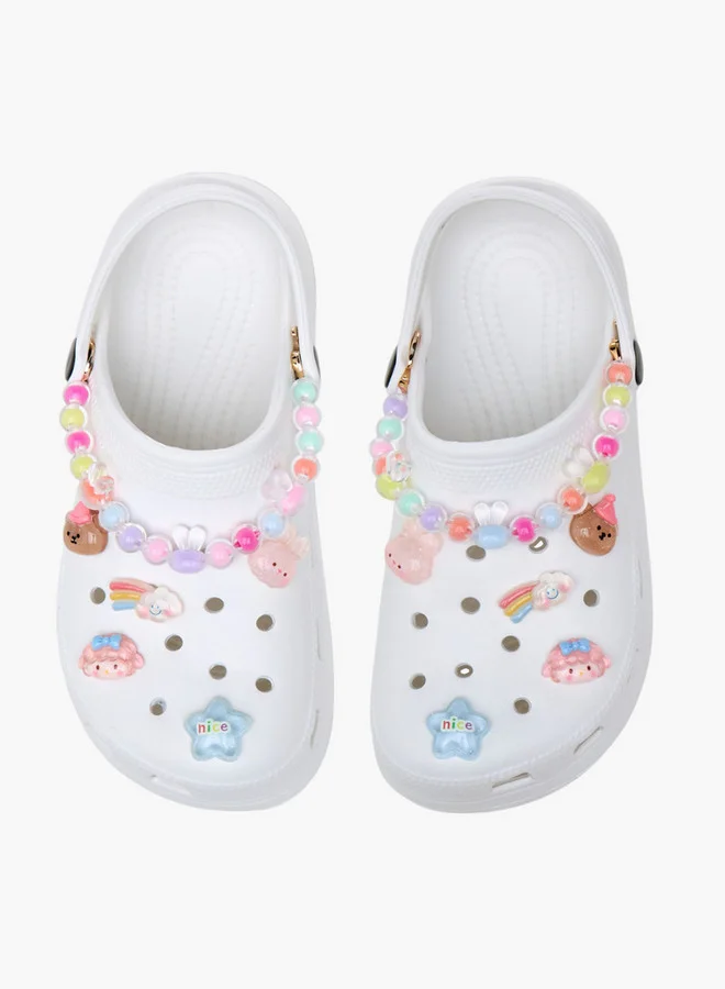 Aqua Applique Detail Clogs with Backstrap