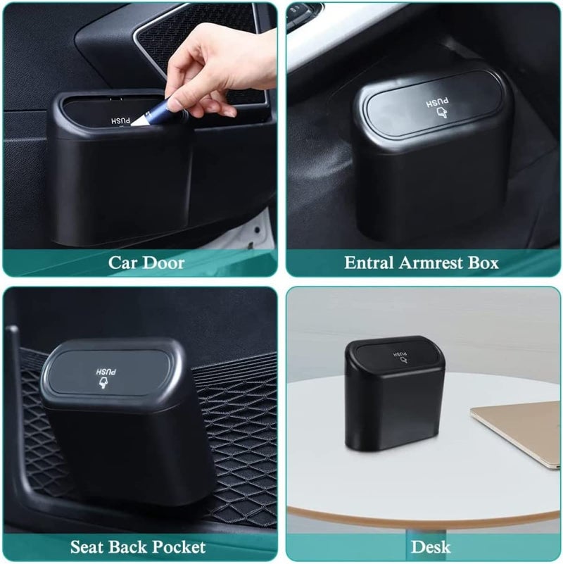 Car Trash Can Bin With Lid, Small Car Garbage Can, Mini Auto Dustbin Garbage Organizer with One Roll Plastic Trash Bag, Automotive Garbage Container Bin for Vehicle, Home, Office - Image 5