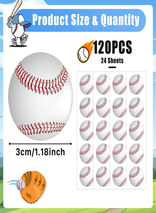 sodknow 120 Pcs Baseball Stickers Vinyl, Baseball Helmet Stickers for Water Bottle Kids Girls Boys, Sports Ball Decals Waterproof for Baseball Sports Party Favor Supply Reward Pride Planner Calendar DIY Craft - Image 2