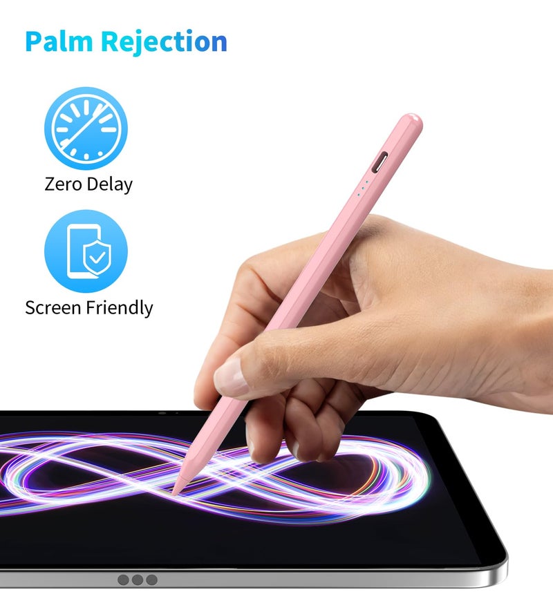 COO Stylus Pen for iPad 9th&10th Generation with Palm Rejection, 30Mins Fast Charging, Compatible with 2018-2023 Apple iPad Pro 11"/12.9", iPad Air 3/4/5, iPad mini 5/6th, iPad 6/7/8/9/10 (Pink01) - Image 4