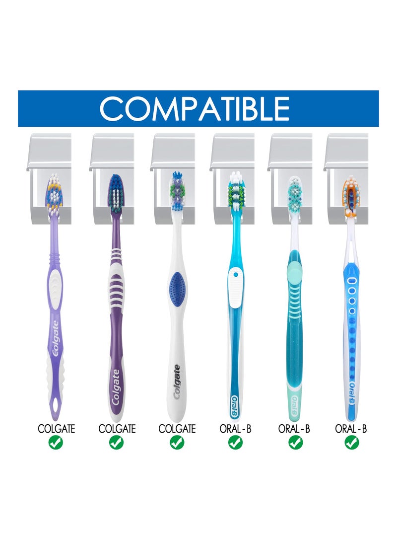 SYOSI حامل فرشاة أسنان 6 فتحات مثبت على الحائط، حامل فرشاة أسنان مرآة RV مع غطاء، قاعدة تخزين فرشاة أسنان لاصقة ذاتية لحوض الحمام، الدش، المعرض، المطبخ، RV، المخيم (1 عبوة) - Image 2