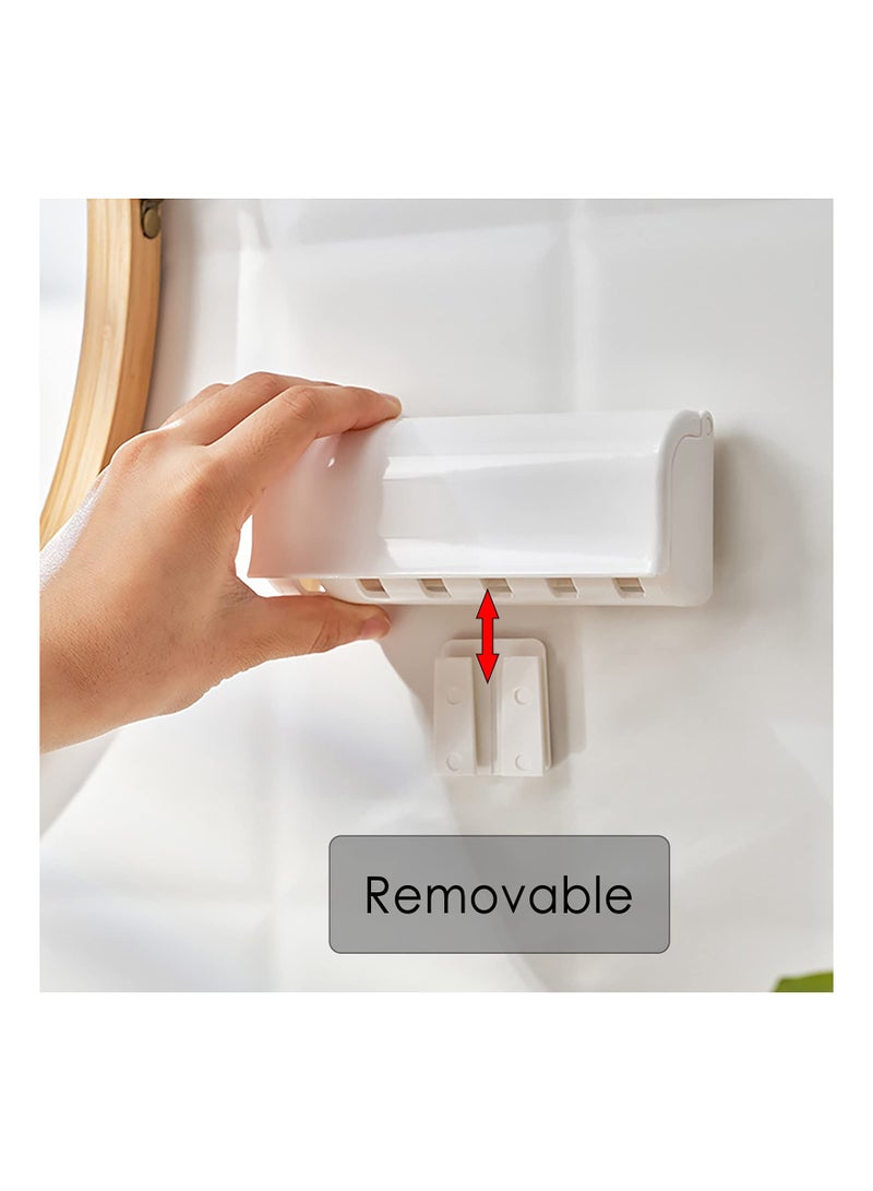 SYOSI حامل فرشاة أسنان 6 فتحات مثبت على الحائط، حامل فرشاة أسنان مرآة RV مع غطاء، قاعدة تخزين فرشاة أسنان لاصقة ذاتية لحوض الحمام، الدش، المعرض، المطبخ، RV، المخيم (1 عبوة) - Image 3