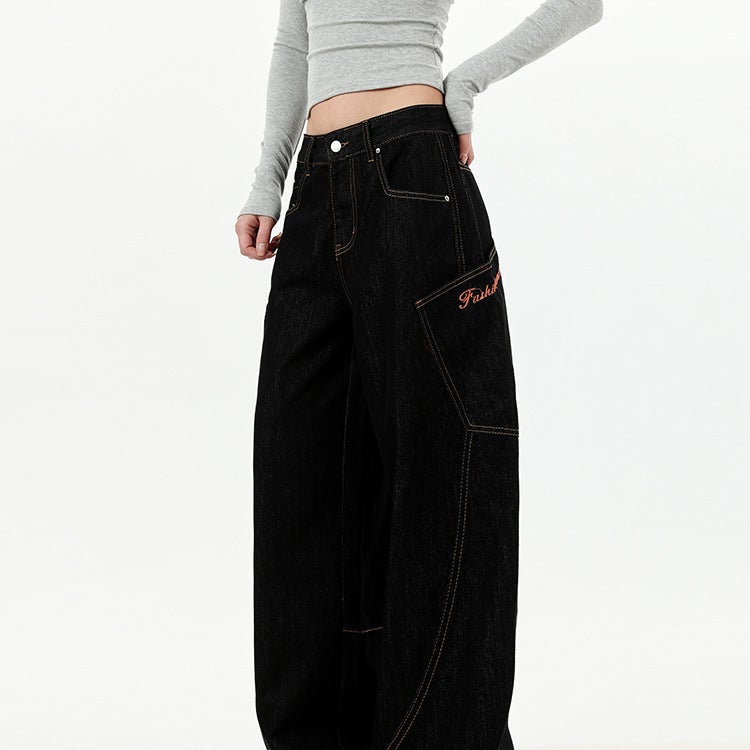 Unisex Classic Denim Jeans Loose Fit Daily Outdoor Wear - Image 2