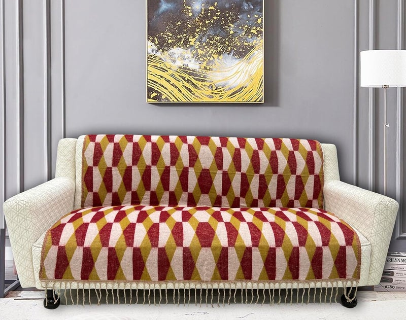 Lyve Lyve Super Soft Woven Throw Blanket with Special Fringes Geometric Aesthetic 50x60 in Ideal for Living Room Sofa Bed Chair Picnic and Gifts Pack of 1  - Image 1