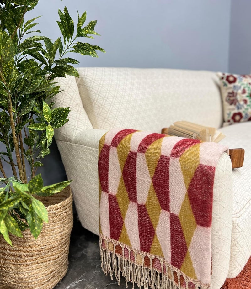 Lyve Lyve Super Soft Woven Throw Blanket with Special Fringes Geometric Aesthetic 50x60 in Ideal for Living Room Sofa Bed Chair Picnic and Gifts Pack of 1  - Image 5