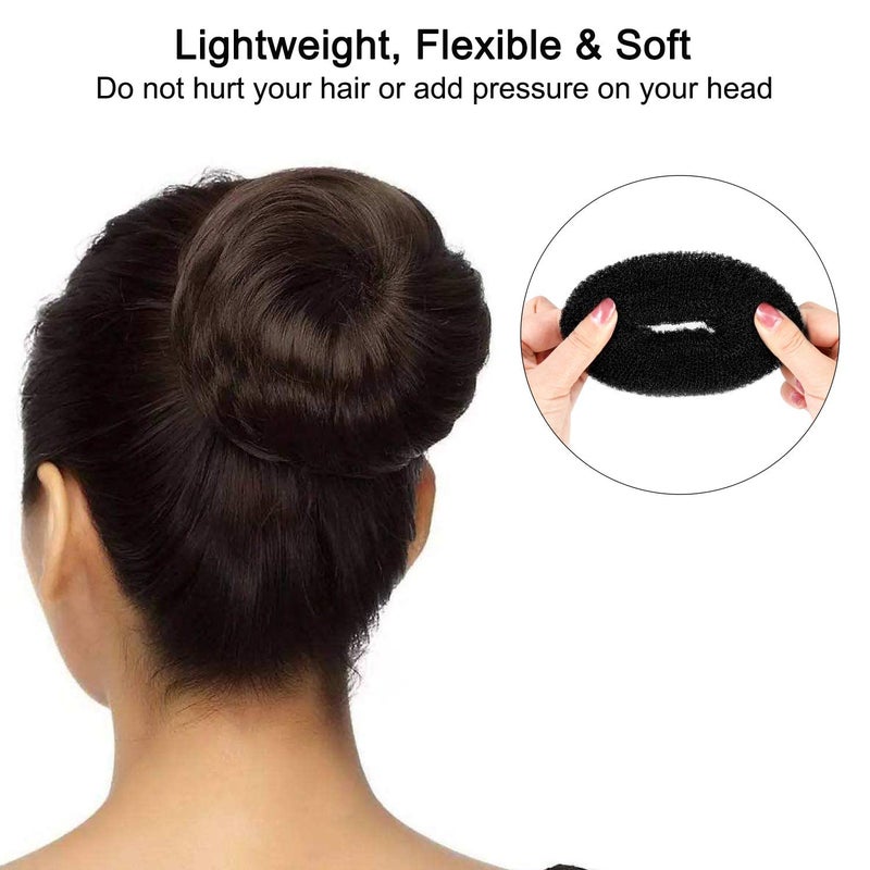 YaFex Bun Maker Kit - Donut Hair Accessory Set with Large, Medium, Small Sizes, Elastic Ties, and Black Bobby Pins - Image 4