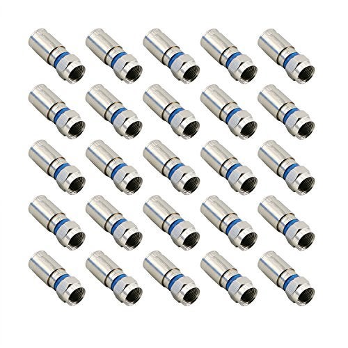 PASOW Compression RG6 F Connector Coax Coaxial Adapter Plug for Satellite & Cable TV (25 Pack) - Image 1